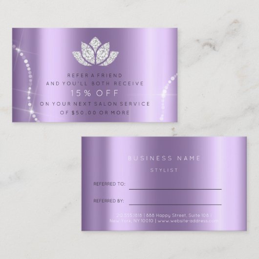 サロン紹介カードバイオレットラベンダースパークリロータス 紹介カード (正面/裏面)