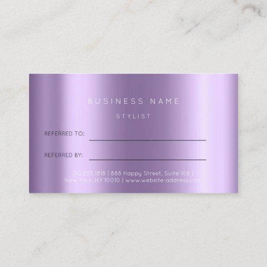 サロン紹介カードバイオレットラベンダースパークリロータス 紹介カード (裏面)