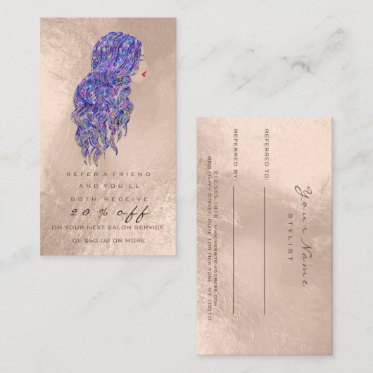 サロン紹介カードパールメイクアップラッシュヘアードレッサー 紹介カード (正面/裏面)