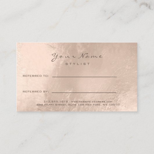 サロン紹介カードパールメイクアップラッシュヘアードレッサー 紹介カード (裏面)