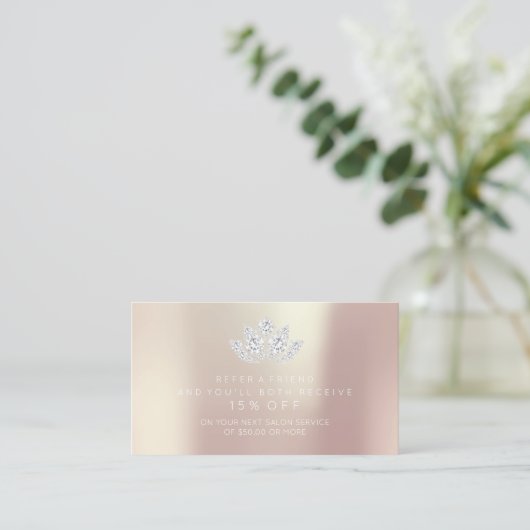 サロン紹介カードピンクローズダイヤモンドロータスホワイト 紹介カード (スタンド正面)