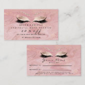 サロン紹介カードピンク化粧まぶし大理石 紹介カード (正面/裏面)