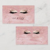 サロン紹介カードピンク化粧まぶし大理石 紹介カード (正面/裏面)