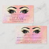 サロン紹介カードピーチ化粧まつげ拡張 紹介カード (正面/裏面)