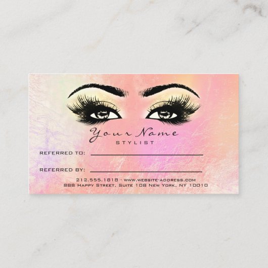 サロン紹介カードピーチ化粧まつげ拡張 紹介カード (裏面)