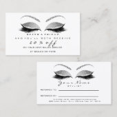 サロン紹介カードホワイトメイクアップの点滅の拡張 紹介カード (正面/裏面)