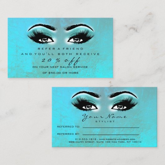 サロン紹介カードメイクアップアーティスト海の点滅 紹介カード (正面/裏面)