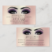 サロン紹介カードメイクアップバラピンク紫まばたき 紹介カード (正面/裏面)