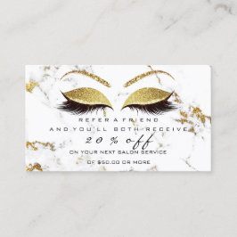 サロン紹介カードメイクアップ金ゴールド大理石ラッシュホワイト 紹介カード