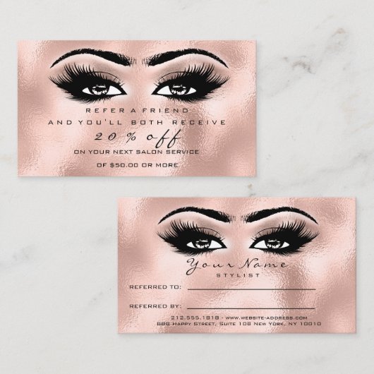 サロン紹介カード赤面メイクアップフラッシュ拡張機能 紹介カード (正面/裏面)