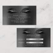 サロン紹介カード黒グリッターまぶしメイクアップ1 紹介カード (正面/裏面)