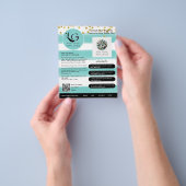 ⭐️サロン美しいティール(緑がかった色)金ゴールドガールシンプルテンプレートロゴ チラシ (手)