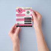 ⭐️サロン美しいピンク金ゴールドガールシンプルロゴテンプレート チラシ (手)