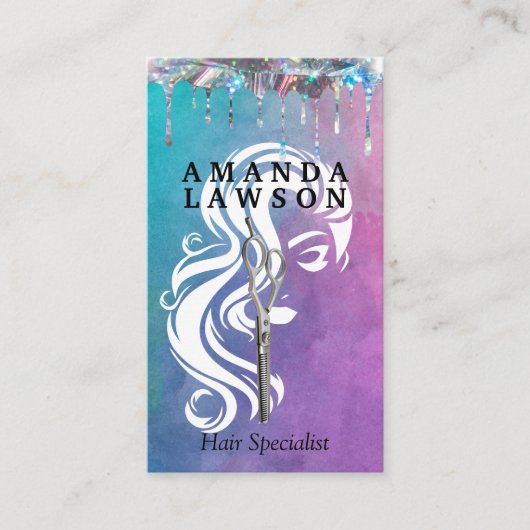 サロン美しいロゴ | 水彩画 | きらめく滴 名刺 (正面)