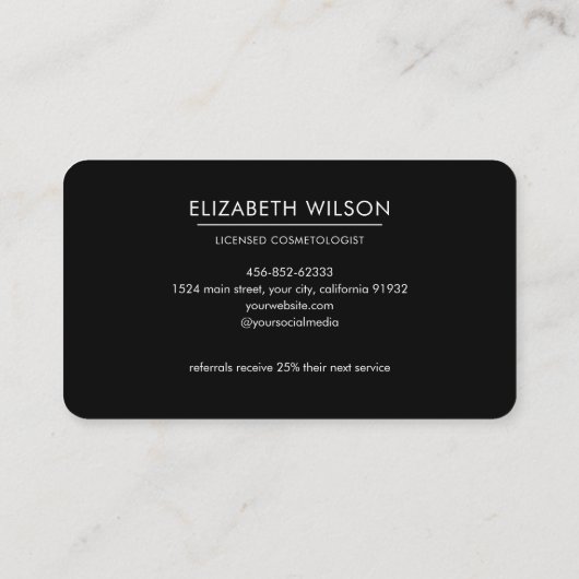 サロン美容師メイクアップ美しい 名刺 (裏面)