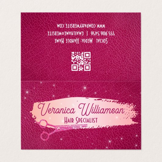 サロン鋏 | ピンクレザー | きらめき 名刺 (外部フラット)