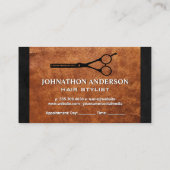 サロン鋏 | ブラウンレザーテクスチャ 予約カード (裏面)