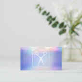 サロン鋏 | ホログラフィック虹色 予約カード (スタンド正面)