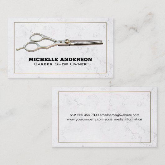 サロン鋏 |大理石 名刺 (正面/裏面)