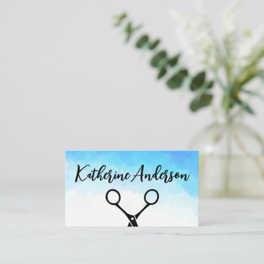 サロン鋏 |女性の髪 名刺 (スタンド正面)