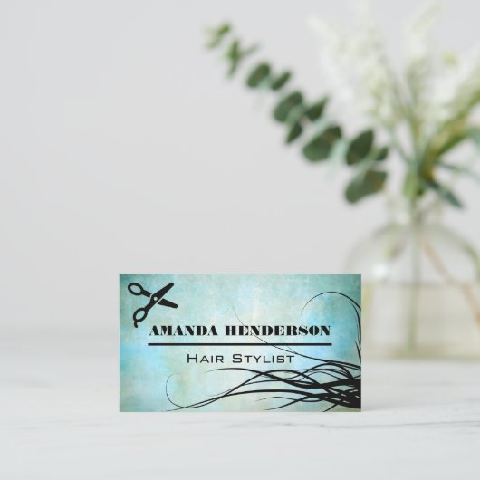 サロン鋏 |流れるヘア 名刺 (スタンド正面)