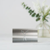 サロン鋏 |理容師 |メタリック 名刺 (スタンド正面)