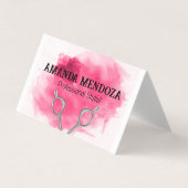 サロン鋏 |赤芸術的水色 名刺 (正面)