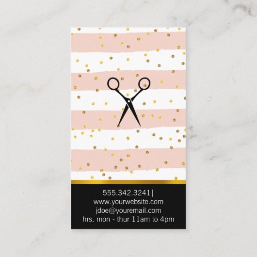 サロン鞘 |金ゴールド紙吹雪ストライプヴィンテージ 名刺 (裏面)