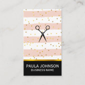 サロン鞘 |金ゴールド紙吹雪ストライプヴィンテージ 名刺 (正面)