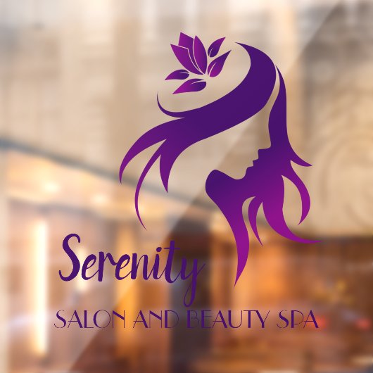 サロン スパ ロータス フラワー シルエット ショップ ウィンドウサイン (シート2)