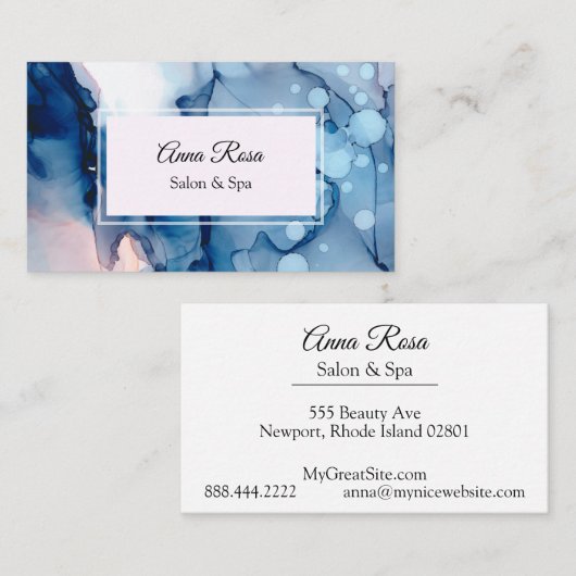 ~サロン&スパ·抽象芸術·ブルー·シッ芸術的ガーリーク 名刺 (正面/裏面)