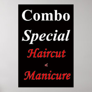 サロン バーバーショップ ポスター コンボ ヘアカット & マニキュア