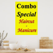サロン バーバーショップ ポスター コンボ ヘアカット & マニキュア (キッチン)