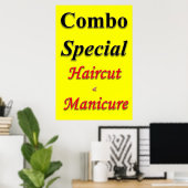 サロン バーバーショップ ポスター コンボ ヘアカット & マニキュア (ホームオフィス)