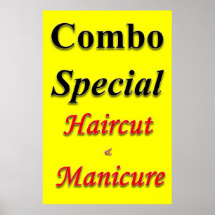 サロン バーバーショップ ポスター コンボ ヘアカット & マニキュア