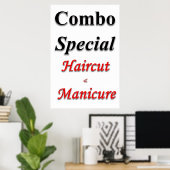 サロン バーバーショップ ポスター コンボ ヘアカット & マニキュア (ホームオフィス)