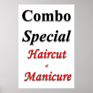 サロン バーバーショップ ポスター コンボ ヘアカット & マニキュア