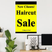 サロン バーバーショップ ポスター ヘアカット セール 新規顧客 (ホームオフィス)