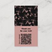 サロン ピンク & ブラック ヘアツール パターンQR ありがとう ロイヤリティカード (正面)