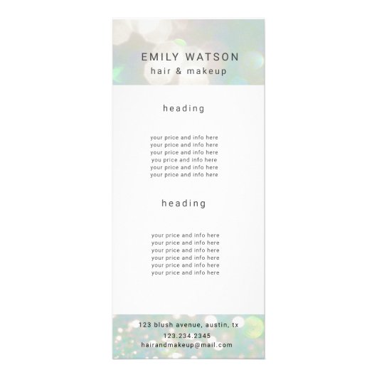 サロン ボケ パステル スパークル 価格リスト ラックカード (正面)