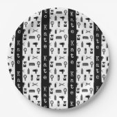 サロン&理容師ヘアドレッサーパターン名前をカスタムする ペーパープレート (正面)