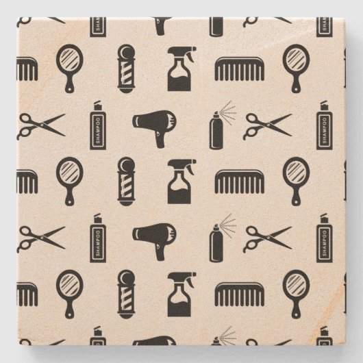 サロン&理容師美容師パタカスタムーン色 ストーンコースター (正面)