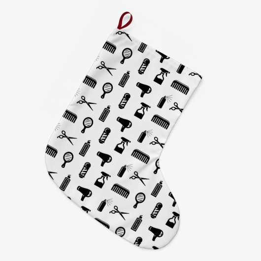 サロン&理容師美容師パタカスタムーン色 ラージクリスマスストッキング (正面 (吊り時))