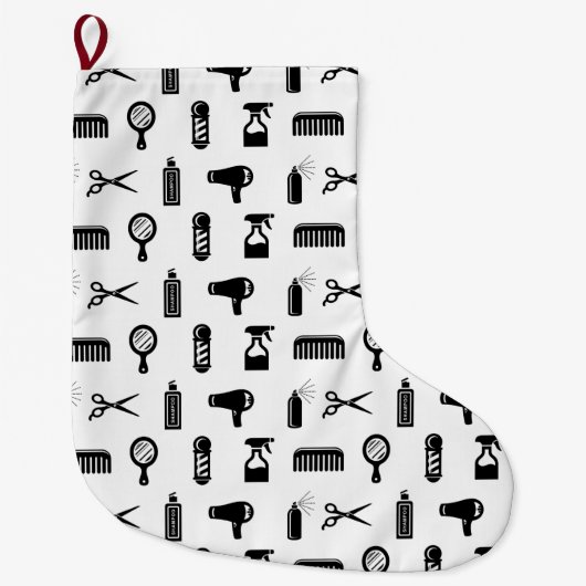 サロン&理容師美容師パタカスタムーン色 ラージクリスマスストッキング (正面)