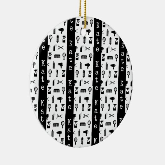 サロン&理容師美容師パターン名前をカスタムする セラミックオーナメント (右)