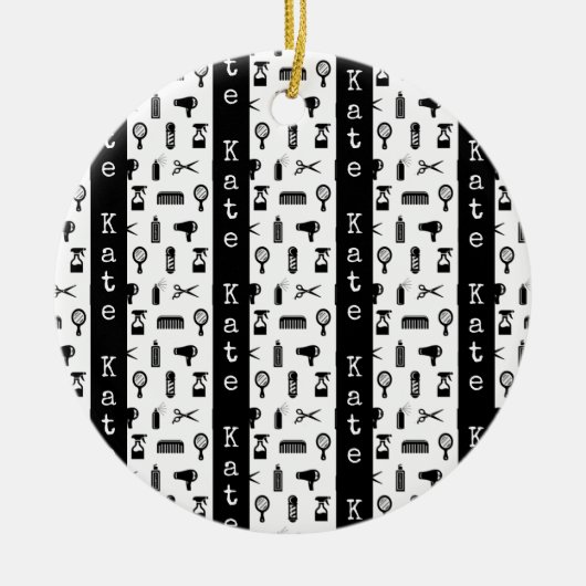 サロン&理容師美容師パターン名前をカスタムする セラミックオーナメント (正面)