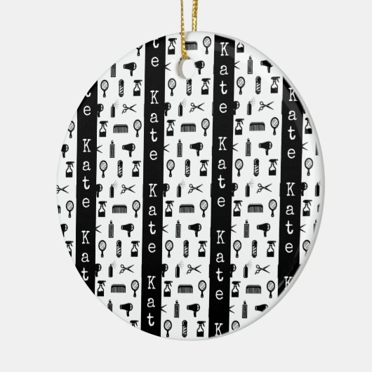 サロン&理容師美容師パターン名前をカスタムする セラミックオーナメント (左)