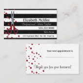 サロンB&Wストライプドット、赤ドット 予約カード (正面/裏面)