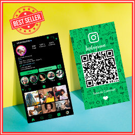 サロンInstagramグリーン | ソーシャルメディアQRコード 名刺