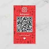 サロンInstagram赤 |ソーシャルメディアQRコード 名刺 (裏面)